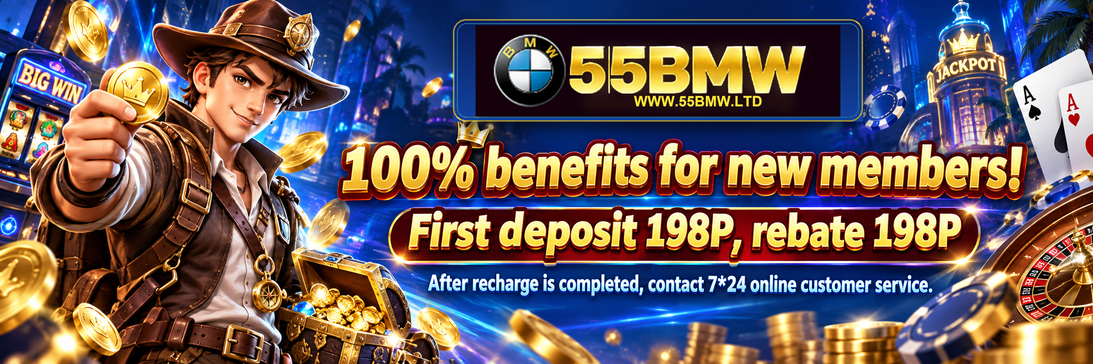 55BMW new member casino bonus banner